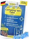 AQAHY Camping Toiletten Zusatz - Tabs blue extra stark – Nadelwald WC Drops - Chemietoilette Tabs entfernt unangenehme Gerüche - made in DE