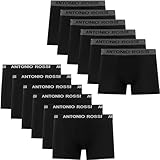 ANTONIO ROSSI (12er-Pack) Herren-Boxer-Hipster - Herren-Boxershorts Multipack mit elastischem Bund, Schwarz, L