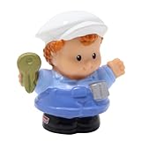 Fisher-Price Ersatzteil für Sammlerstück Little People Flughafen Parkhaus Einkaufszentrum Spielset G8129 - Ersatz Parkdiener rot lockiges Haar Figur - Schlüssel und Münzgürtel