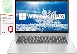 HP 17,3 Zoll FHD IPS LED Business Student Laptop Computer, Intel Core i3, Windows 11 Pro Laptop mit Microsoft Office Lifetime License, PLUSERA Kopfhörer, Silber (Core i3, 32GB RAM | 1TB SSD)