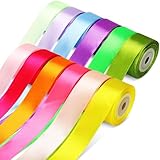 Dooozy Satinband Bänder, 12 Farben 25mm 10m Breit Geschenkband Schleifenband für Geschenkverpackung, Kunsthandwerk, Haarschleifen, Blumenstrauß, Dekoration