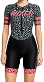 Wixen Pro Race Trisuit Damen-Badeanzug, aerodynamisch, mit Gesäßtasche, Leopard, XXL