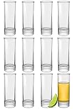 12 Schnapsgläser Hoch aus Glas 5cl - Spülmaschinenfest - Standfest dank dickem Boden - Shotgläser für jede Party