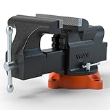 VEVOR 15,2cm Schraubstock 360° Drehbar Sphäroguss Werkbankschraubstock 7,3x8cm Amboss Schraubstock 15cm Backenöffnung Parallelschraubstock U-förmige Führungsstange zum Schärfen Schleifen Schneiden