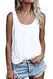 Damen Shirts Ärmellose Sommer Tunika Loose Fit Tank Tops (786Weiß, X-Large)