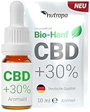 CBD Öl +30% aus Bio-Hanf - Vollspektrum Hanftropfen (100% natürlich) +3.000 mg Cannabidiol mit Bio-Hanföl - Cannabisöl - 250-300 CBD Tropfen - 10 ml - Nutropa® Deutsche Qualitätsmarke