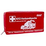 Auto Verbandskasten 2023 europaweit einsetzbar & geprüft (StVO konform) - KFZ Erste-Hilfe-Set Verbandstasche DIN 13164 zertifiziert - PKW Verbandkasten Tasche, Kasten + 2 Packung OP Masken