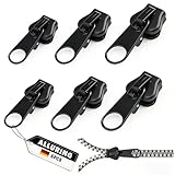 Alluring Reißverschluss Reparaturset, Reisverschluß-Zipper Ersatz, 6PCS Zippers für reißverschluss, Reissverschluss-Schieber für Kleidung Tasche Gepäck Bettzug (Schwarz)