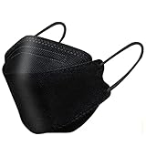 DeaAmyGline 10/20/50 Stück Mundschutz Erwachsene Schwarz,4-lagige,Einzeln Verpackt,Einmal,3D Fisch-Form,Atmungsaktiv und Staubdicht,Mund und Nasenschutz Tücher Bandana Halstuch Schals (10, Schwarz)