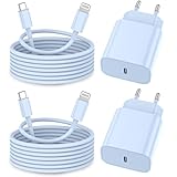 iPhone Ladekabel, [MFi-Zertifiziert] 2er Pack 25W iPhone Ladegerät Apple Ladekabel 2M,USBC Schnellladegerät mit USB C auf Lightning Kabel für i Phone 14 13 12 11 Pro Max XS XR X 8 7 6 Plus 5 iPad,Blau