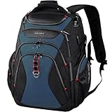 KROSER Laptop Rucksack Herren 17,3 Zoll Reise XL BusinessRucksack Schwerlast Wasserdicht mit Hartgeschältem Sicherheitsraum Ladeanschluss RFID Tasche für Männer/Frauen-Schwarz Blauer Dunst