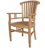 KMH®, Teak Gartenstuhl Colonial mit Armlehnen im Colonialstil (#102059)