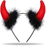 Teufelshörner Teufels Ohren Haarreif | Haarschmuck für Damen Herren & Kinder | Kopfschmuck zu Halloween | Kostüm Deko Accessoire für Fasching - Karneval Partys