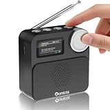 Romicta DAB/DAB+ Radio mit Bluetooth 5.0, tragbares Digitalradio mit UKW, Farbdisplay, MicroSD-Karten-Slot, Wecker & Timer, wiederaufladbar, ideal für Zuhause & unterwegs