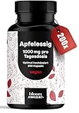 Apfelessig Kapseln - 200 Kapseln Hochdosiert - 1000mg pro Portion - Stoffwechsel Apple Cider Vinegar Kapseln, Apfelessig Tabletten - Vegan und produziert in Deutschland Laborgeprüft