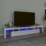 WEMYUFURN TV-Schrank mit LED-Leuchten Hochglanz-Weiß 230x36,5x40 cm, Fernsehschrank, Unterhaltungszentrum, TV-Sideboard, Möbelstück für Wohnzimmer oder Schlafzimmer