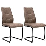 TRISENS Moderne Esszimmerstühle Lederoptik gepolsterte Freischwinger mit robustem Metallgestell Pflegeleichte Schwingstühle mit atmungsaktiver Oberfläche, Auswahl (Kaffeebraun, 2 Stück)