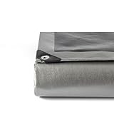 HomeBee® Abdeckplane 240g/m² PE Material, 2-in-1 Abdeckplane für Sommer und Winter, Solar Abdeckplane, Winterabdeckung, Sommerabdeckung, Holzplane, Autoplane, Bootplane (Silber/Schwarz, 400 x 600 cm)