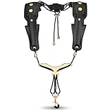 Saxophongurt, POGOLAB Harness Saxophongurt für Alt-Tenor-Sopran-Bariton, verstellbarer Leder-Schulter-Saxophongurt zur Linderung von Nackenschmerzen mit Metallhaken, für Männer, Frauen, Erwachsene