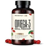 BRAINEFFECT Premium Omega 3 Kapseln aus reinem Krillöl | 100% Krillöl (Ungestreckt) | Höchster Omega 3/EPA/DHA Pro Kapsel | Ohne Fischgeruch/-Geschmack | Nachhaltige Fischerei | 60 Kapseln