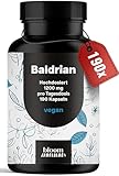 Baldrian Hochdosiert – 190 Kapseln – 1200 mg Baldrianwurzelpulver pro Tagesportion – Vegan – produziert in Deutschland - Verpackung kann variieren Laborgeprüft
