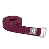 Bodhi Yogagurt | ASANA Belt aus 100% Baumwolle | Praktisches Yoga-Zubehör zur Dehnung | Yoga-Gurt mit Schiebeschnalle aus Metall | Anfänger & Fortgeschrittene | 250 x 3,8 cm (aubergine)