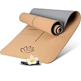 Wellax Yogamatte Kork - 100% natürliche Yogamatte rutschfest [185x66x0,6 cm] - Besonders dick & schadstofffrei - Sportmatte inkl. praktischem Tragegurt