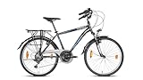 Geroni Craft Trekkingrad Premium 24' Zoll Fahrrad, Kinderfahrrad, Jungenfahrrad Cityrad, 21 Gang Shimano, Kettenschaltung, Gepäckträger – StVZO-Zulassung (Schwarz/Blau, 24' Zoll)