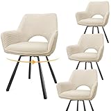 WAFTING esszimmerstühle 4er Set Drehbar,Armlehnstuhl mit Metallbeinen,geeignet als Stühle Esszimmer,Samt Stuhl,Küchenstühle,Wohnzimmerstuhl,Polsterstuhl mit Samtigem Gefühl,Beige