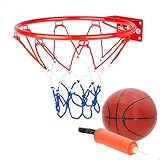 AKTIVE 54277 Wand-Basketballkorb, 32 cm, Maßstab 1/1.4, Netz aus Polyester und Metallring, inklusive Ball und Luftpumpe, Installation mit 4 Schrauben im Lieferumfang enthalten, zum Spielen zu Hause