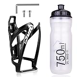 Fahrrad Flaschenhalter Set, Leichter Mountainbike Flaschenhalter mit Flaschen-Set, Universal Fahrrad Wasserflasche Käfig Halterungen mit 750ML BPA-freier Sport Wasserflasche für Outdoor Radfahren