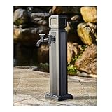 Vertikaler Gartenschlauchständer aus Aluminium mit Frostschutzhahn für Bewässerung und Waschen im Freien