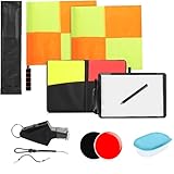 Liwein Schiedsrichter Set, Fußball Schiedsrichter Karten Set mit PVC Rote Gelbe Karte, Fußball-Sammelmünzen, Schiedsrichterfahnen und Tasche Punktebuch für Fußballspiel Schulsport (Flaggen-Set)