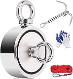 Magnetfischen Set 770KG Doppelseitig Ösenmagnet Mit Seil 20M Carabiner Suchanker Handschuhen Ø94mm Magnetangeln Set zum Magnet fischen Magnetfischen