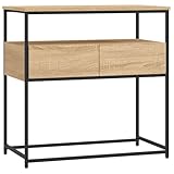 FENLAX Konsolentisch mit Schublade Beistelltisch Telefontisch Flurtisch mit Schublade Sideboard Konsolentisch mit Ablagen Holzwerkstoff&Metall Sonoma-Eiche