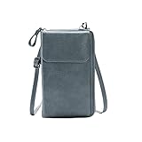 LTLSZRN PU Leder Geldbörse, Handytasche zum Umhängen,Handy Umhängetasche,Geldbörse Brieftasche, Kleine Umhängetasche mit Kopfhörer Eingang, Crossbody Schultertasche (Blau)