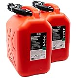 KOVA 2x 10L Benzinkanister - Kraftstoffkanister mit UN-Zulassung - Perfekt als Dieselkanister, Reservekanister, Kraftstoffkanister, Wasserkanister, Benzin Kanister - Auswahl: 5L, 10L & 20L - ROT