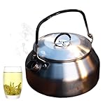 Aus Edelstahl, 0,8 l, Wasserkocher mit klappbarem Griff, tragbar, für Küche, Camping, Büro, Reisen