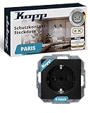 Kopp Paris Profipack, Inhalt: 6 x Schutzkontakt-Steckdose, 1-fach, mit Berührungsschutz, 16A, 250V~, IP20, schwarz, matte Oberfläche, 920750014
