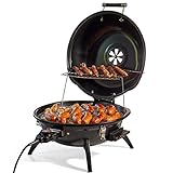 CUSIMAX Elektrogrill Tischgrill BBQ, Elektrogrill mit Deckel, Thermostat, Wärmereflektor und klappbarem Warmhalterost, 1600W Elektrischer Indoor-Grill Ideal für Küche, Balkon & Terrasse, Schwarz