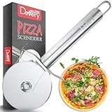 Scharfer Pizzaschneider Deutsche Marke - Pizzaroller spülmaschinenfest, leicht zu reinigen und rostfrei, handlicher Pizza Cutter zum Pizza schneiden mit Klingenschutz