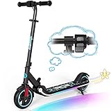 RCB Elektroroller für Kinder 6-12 Jahren, 150W Motor - Max 16Km/h - Bluetooth Lautsprecher - LED-Regenbogenlicht - Faltbarer - LED-Anzeige,E Scooter für Kinder und Jugendliche