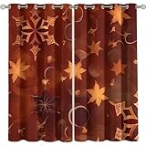 SVTUSR Gardinen Schlafzimmer Wohnzimmer Verdunkelungsvorhang 3D Goldene Schneeflocke Weihnachten Blickdicht Vorhänge Kinderzimmer Thermovorhang Mit Ösen 264X214Cm 2Er Set Fensterdekoration