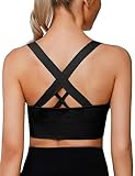 LAJERIN Sport BH Damen Starker Halt Push up Sport Bra Gekreuzt Rücken Gepolstert Sports Bra mit Abnehmbaren Gepolstert für Fitness Lauf Joggen Yoga, Schwarz-L