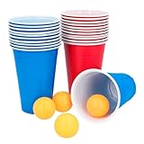 Boland 30852 - Bierpong Set, 22 Becher und 4 Bälle, Partyspiel, Geburtstag, Spiel für Partyspaß