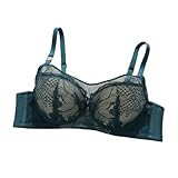 Gyios Übergrößen Spitzen BH Plus Size Spitzen-Push-up-BH Für Damen, Gepolsterter Bügel-BH Mit Vollständiger Abdeckung Und Verstellbaren Trägern, Sexy, Transparente Spitzen-dessous-blau-90°c
