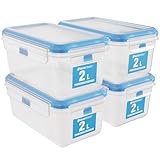 ATHLON TOOLS 4x 2L Frischhaltedosen-Set in Gastro-Qualität - 100% luftdicht und auslaufsicher -40 bis +100 Grad - für alle Lebensmittel - BPA-frei - Vorratsdosen für Kühlschrank [MADE IN EU]