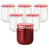 Devitre 6er Set Marmeladengläser 425 ml Einmachgläser mit Etiketten und Deckel