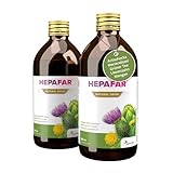 Leber Kur – 2 x 500 ml für 40 Tage – Mariendistel, Grüner Tee, Mangan, Löwenzahn & Artischocke – LeberTee – 80% Silymarin – Hepafar Drink Sensilab