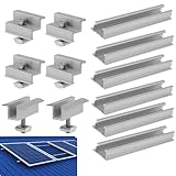 Solarpanel Halterungs-Set, Pv Montageschiene und Solarklemmen Kit，PV Anlage Set für Modulhöhe 30 mm，Befestigung Solarmodul Für 2 x Solarpanel